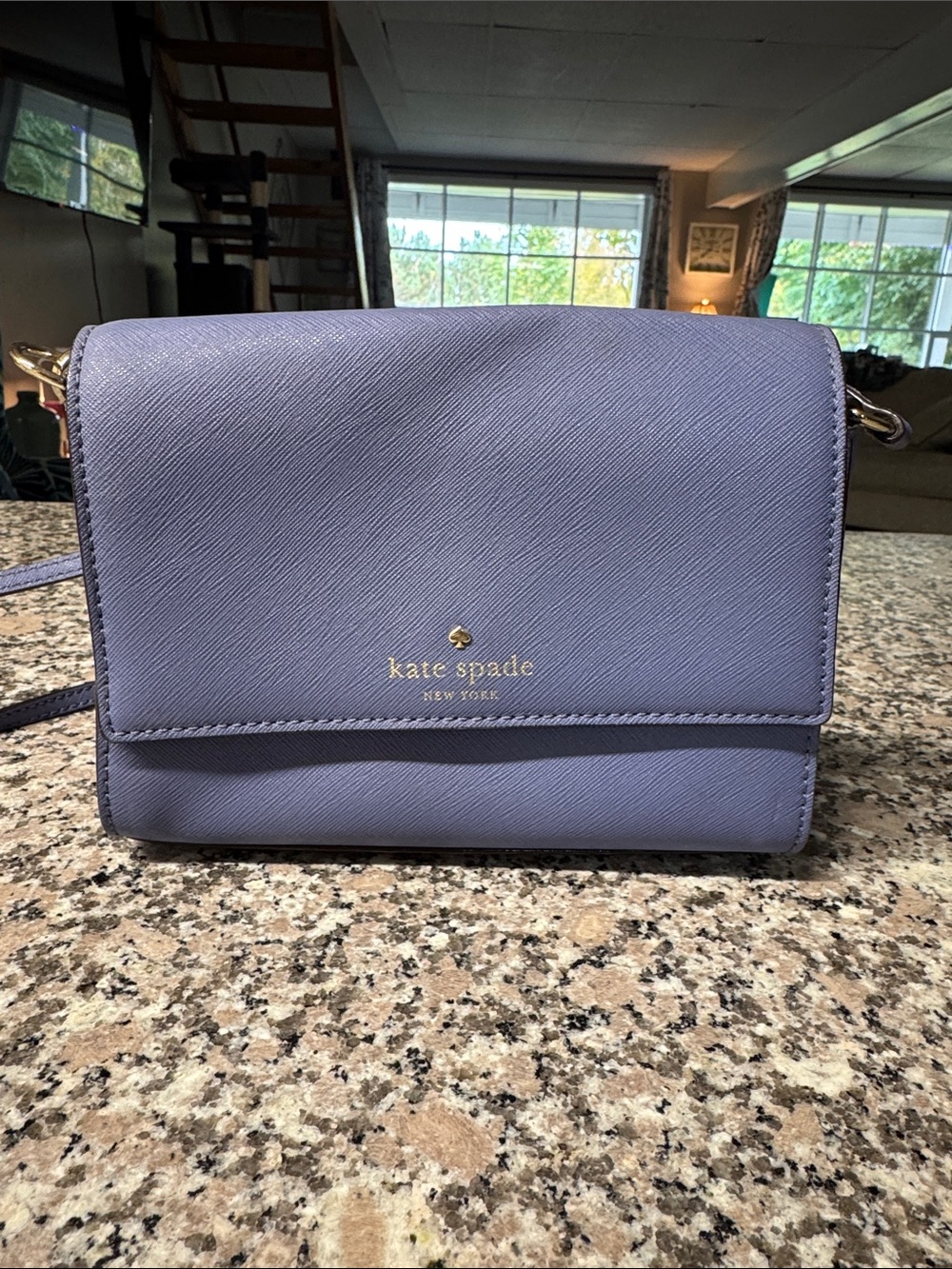 kate spade Lavender Saffiano Crossbody Bag with Gold Logo
